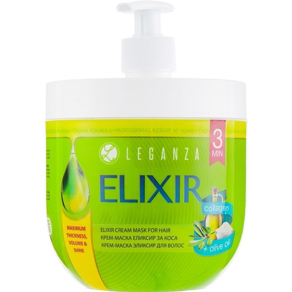 Крем-маска для волосся Leganza Еліксир з колагеном та оливковою олією 1 л - Pampik