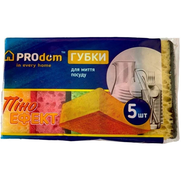 Губки кухонные пористые Продом Пено Эффект 9x6x3 см, 5 шт. - Pampik