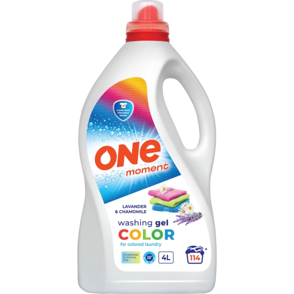 Гель для прання кольорових речей One Moment Color Lavander & Chamomile, 4 л - Pampik