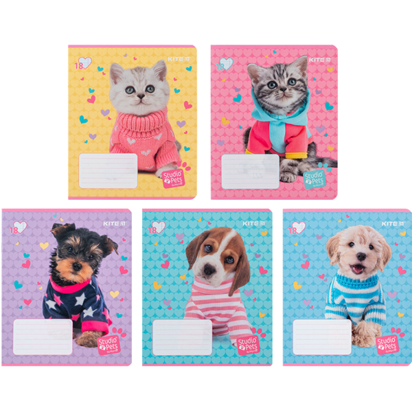 Набор тетрадей Kite Studio Pets А5 в линию, 18 листов, 20 шт. (SP24-237) - Pampik