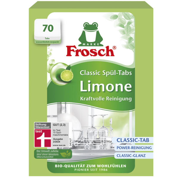 Таблетки Frosch Classic Лимон для миття посуду в посудомийних машинах, 70 шт. х 15 г - Pampik