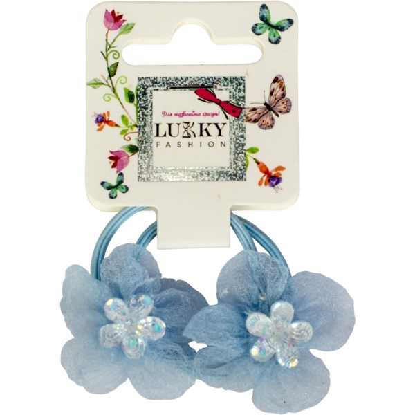 Резинки для волос Lukky Цветочки 2 шт., голубые (T18532_цветочки голубые) - Pampik