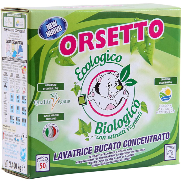 Пральний порошок Orsetto Lavatrice Ecologico, універсальний, гіпоалергенний, 2.4 кг - Pampik