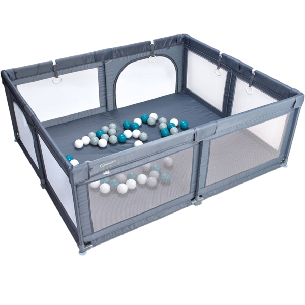 Манеж BabyGO Playpark с 48 шариками, синий - Pampik