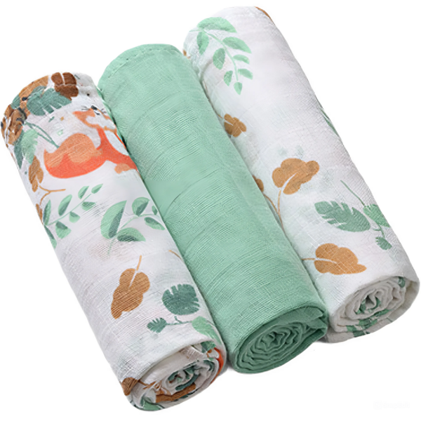 Пеленки BabyOno муслиновые хлопковые 70х70 см, 3 шт., салатовый (348/12) - Pampik