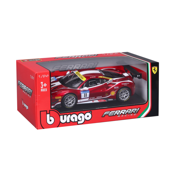 Автомодель Bburago Ferrari 488 Challenge 1:24 червоно-чорна (18-26308) - Pampik - 10