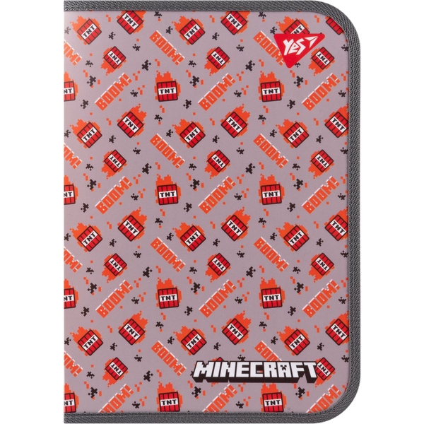 Папка факультативная Yes Minecraft TNT А4 пластиковая, на молнии, с внутренним карманом (492221) - Pampik