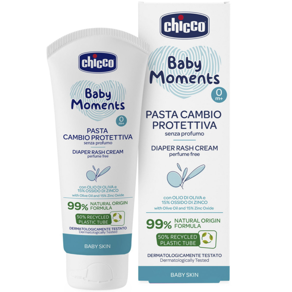 Крем защитный под подгузник Chicco Baby Moments с цинком и пантенолом 100 мл - Pampik