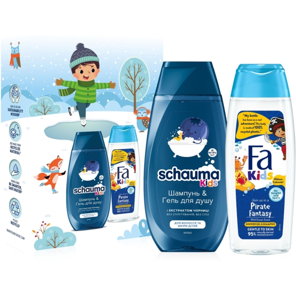 Набор Fa & Schauma Kids boy. For Children's Hair & Skin Шампунь 250 мл + Гель для душа 250 мл - Pampik