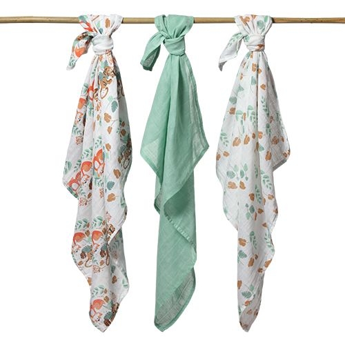 Пеленки BabyOno муслиновые хлопковые 70х70 см, 3 шт., салатовый (348/12) - Pampik - 3