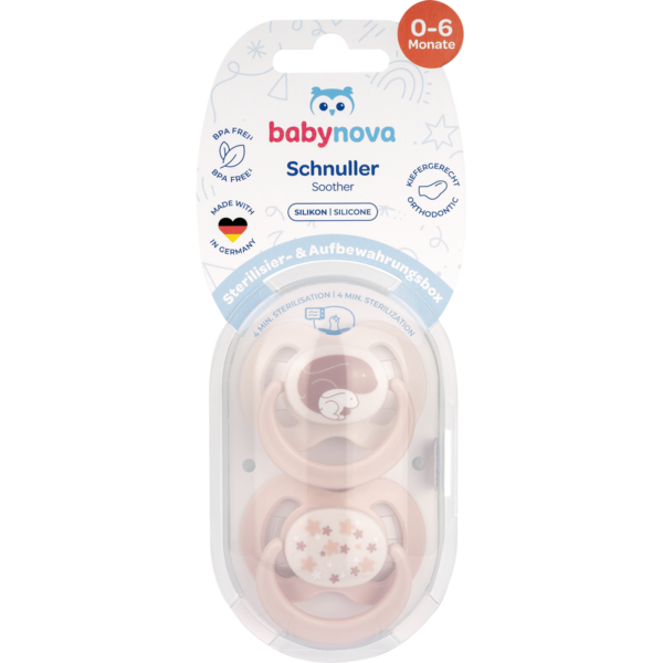 Пустышка плоская Baby-Nova с рисунком и кольцом, силикон, 2 шт. (3962313) - Pampik - 4