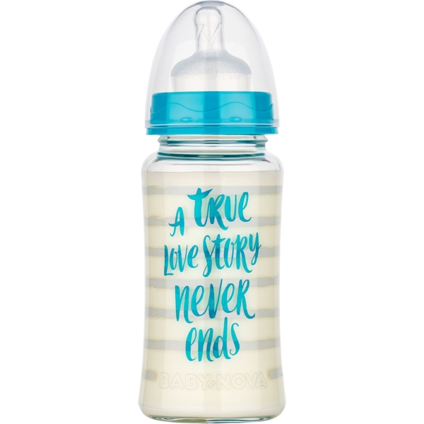 Пляшка скляна Baby-Nova Декор, 230 мл, зелена (3966386) - Pampik