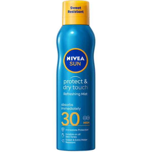 Солнцезащитный освежающий мист Nivea Sun Защита и сухое прикосновение SPF 30 200 мл - Pampik