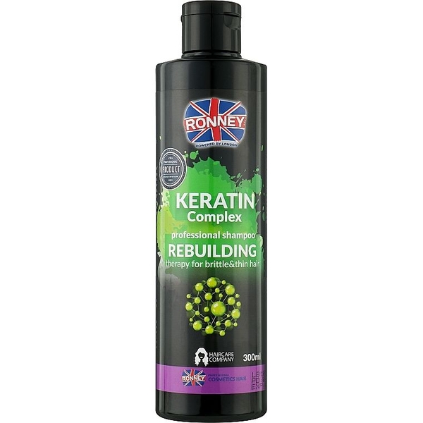 Шампунь для відновлення тонкого та ламкого волосся Ronney Professional Keratin Complex Rebuilding, 300 мл - Pampik