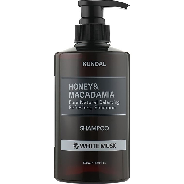 Шампунь для волосся Kundal Honey & Macadamia White Musk з ароматом білого мускусу натуральний, 500 мл - Pampik