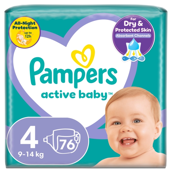 Підгузки на липучках Pampers Active Baby 4 (9-14 кг), 76 шт. - Pampik