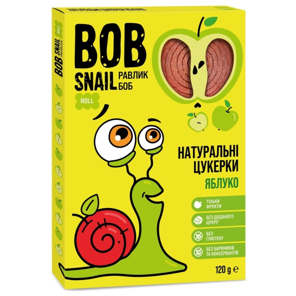 Натуральные конфеты Bob Snail Яблоко, 120 г - Pampik