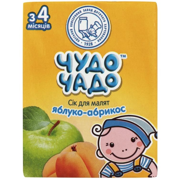 Сік Чудо-чадо Яблучно-абрикосовий з м'якоттю, 200 мл - Pampik