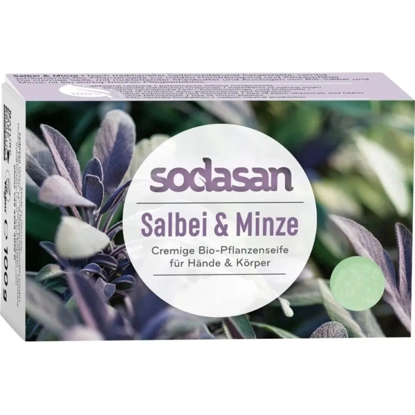 Органічне крем-мило Sodasan Шавлія-М'ята антисептичне, 100 г - Pampik