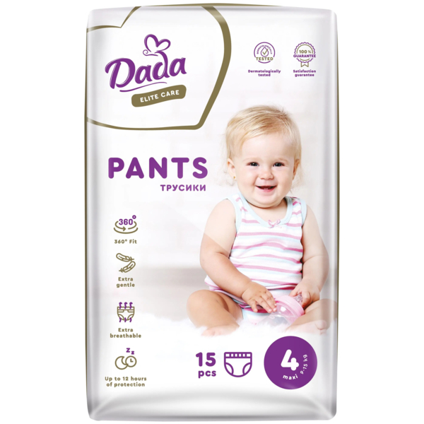 Подгузники-трусики Dada Elite Care 4 (9-15 кг), 15 шт. - Pampik
