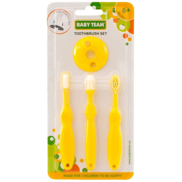 Набір зубних щіток Baby Team, жовтий (7201) - Pampik - 2