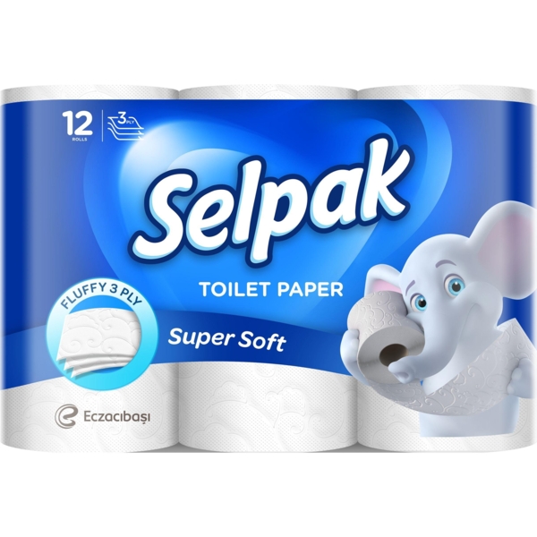 Туалетний папір Selpak тришаровий, 12 рулонів - Pampik