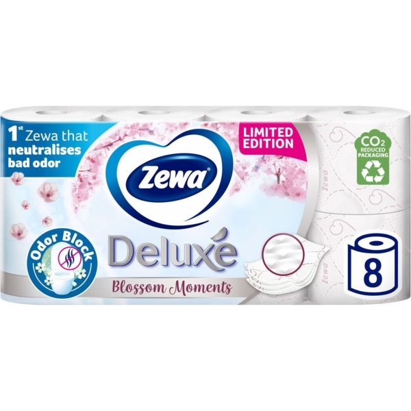 Туалетний папір Zewa Deluxe лімітована колекція, тришаровий, 8 рулонів - Pampik