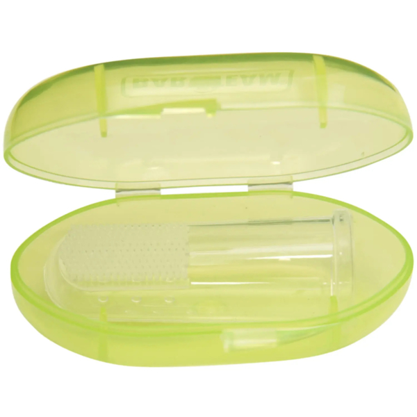 Зубна щітка-масажер Baby Team з контейнером, салатовий (7200) - Pampik