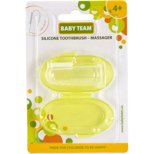 Зубна щітка-масажер Baby Team з контейнером, салатовий (7200) - Pampik - 3