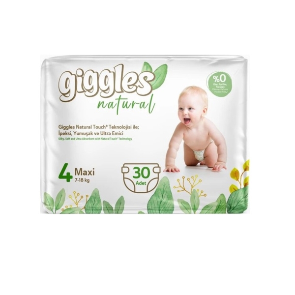Підгузки на липучках Giggles Natural 4 (7-18 кг), 30 шт. - Pampik