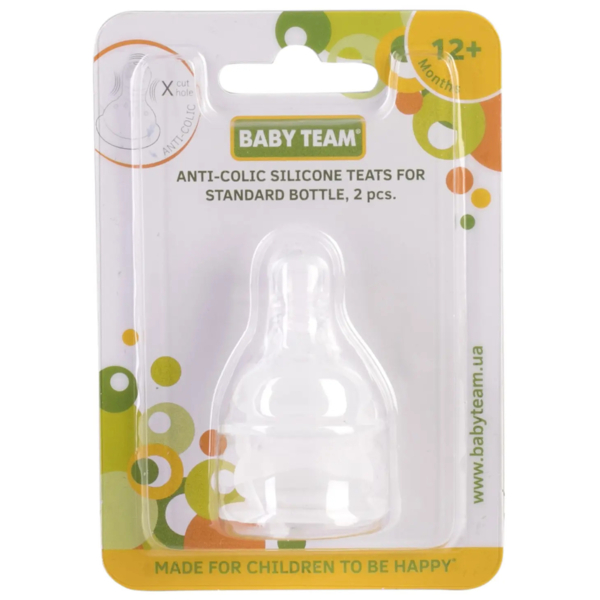 Соска силіконова Baby Team, класична, від 12 міс., для каші, 2 шт. (2011) - Pampik - 2