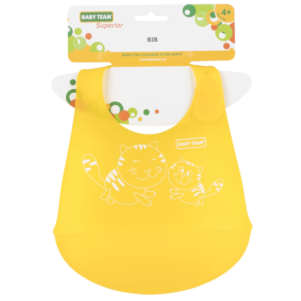 Нагрудник силиконовый Baby Team, желтый (6591) - Pampik - 2