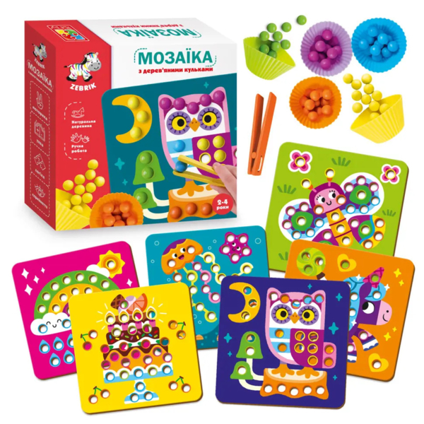 Мозаїка з дерев'яними кульками Vladi Toys Доповни картинку (ZB2002-08) - Pampik - 3