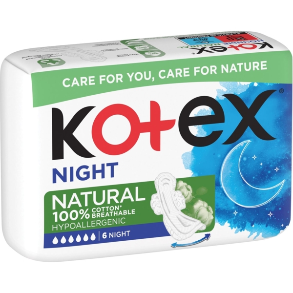 Прокладки гігієнічні Kotex Natural Night, 6 шт. - Pampik - 2