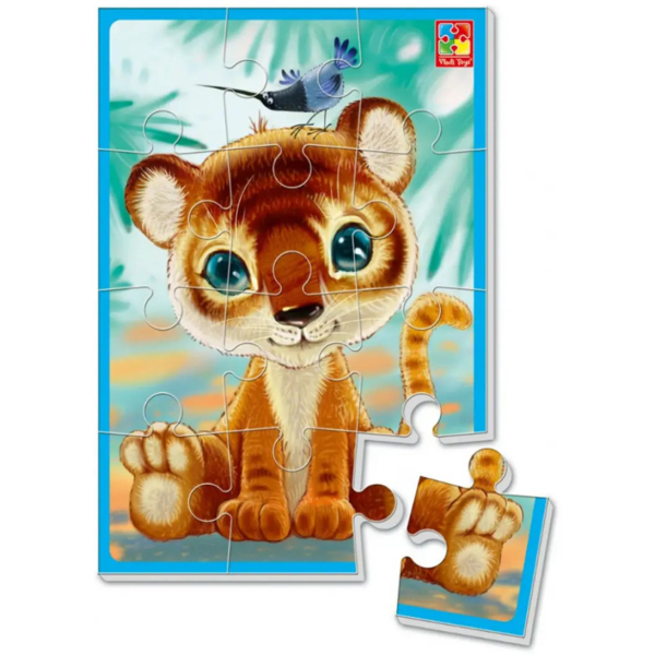 М'які пазли Vladi Toys Зебренок та Левеня, укр. мова, 12 елементів (VT1103-42) - Pampik - 2