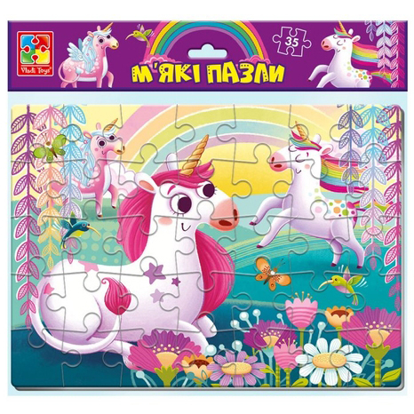 М'які пазли Vladi Toys Єдинороги, укр. мова, 35 елементів (VT1102-34) - Pampik