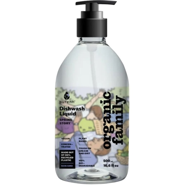 Средство для мытья посуды Purenn Organic Family Spring Story Лаванда, календула и рябина, 500 мл - Pampik