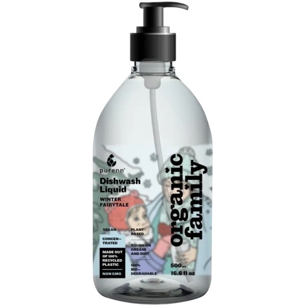 Средство для мытья посуды Purenn Organic Family Winter Fairytale Sensitive Яблоко, неароматизированное, 500 мл - Pampik