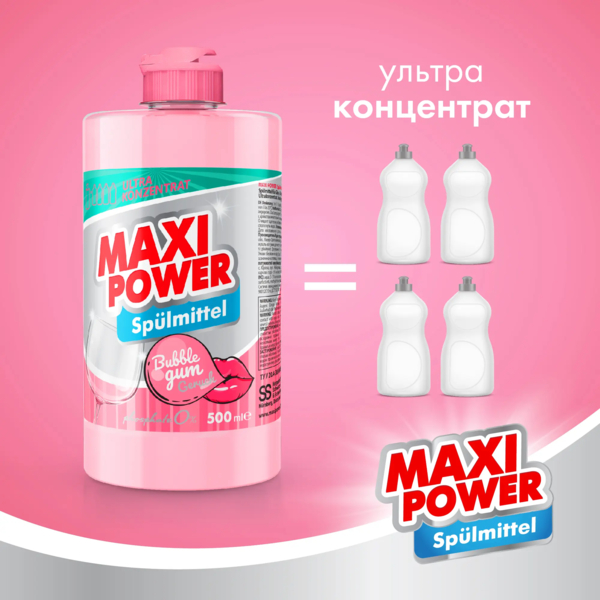 Средство для мытья посуды Maxi Power Бабл Гам, 500 мл - Pampik - 5