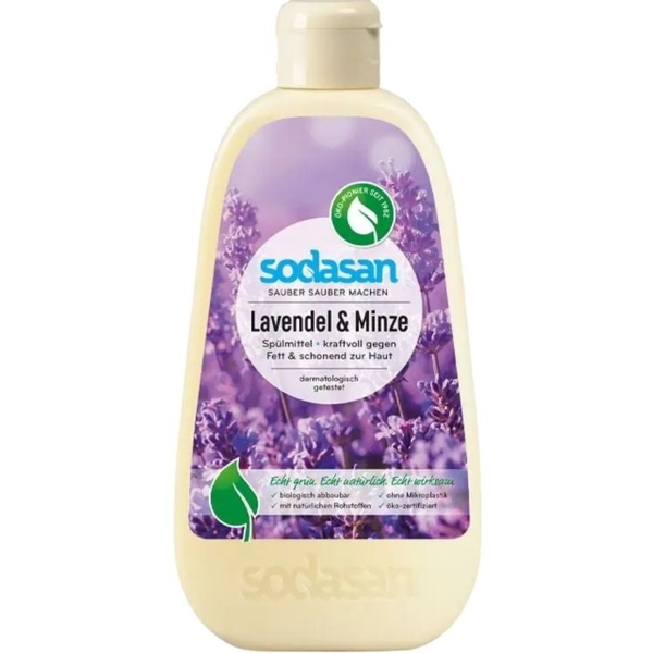 Рідкий органічний засіб-концентрат для миття посуду Sodasan Лаванда-М'ята, 500 мл - Pampik