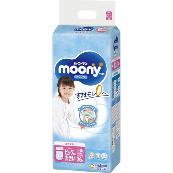 Підгузки-трусики Moony для дівчаток XXL (13-28 кг), 26 шт. - Pampik