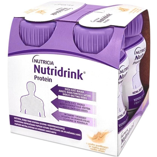 Ентеральне харчування Nutricia Nutridrink Protein Vanilla flavour зі смаком ванілі, 500 мл (4 шт. по 125 мл) - Pampik