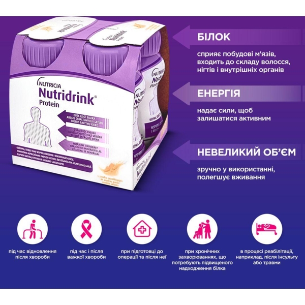 Ентеральне харчування Nutricia Nutridrink Protein Vanilla flavour зі смаком ванілі, 500 мл (4 шт. по 125 мл) - Pampik - 6