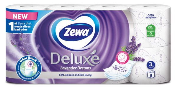 Туалетний папір Zewa Deluxe Лаванда тришаровий, 8 рулонів - Pampik - 2