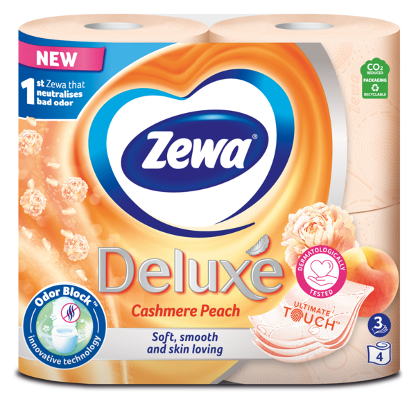 Папір туалетний Zewa Deluxe Персик тришаровий, 4 рулони - Pampik - 2