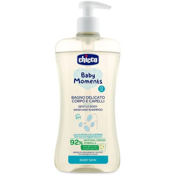 Гель-шампунь для тіла та волосся Chicco Baby Moments з екстрактом вівса, 500 мл - Pampik