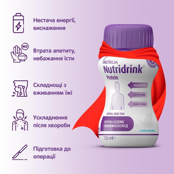 Ентеральне харчування Nutricia Nutridrink Protein з нейтральним смаком, 4х125 мл - Pampik - 4