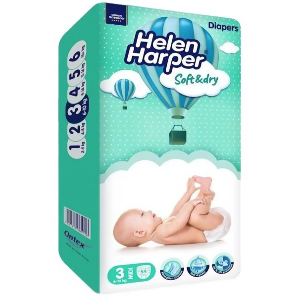 Підгузки на липучках Helen Harper Soft & Dry 3 (4-9 кг), 54 шт. - Pampik - 2