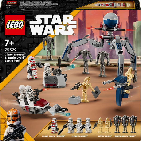 Конструктор LEGO Star Wars Клони-піхотинці та Бойовий дроїд. Бойовий набір, 215 деталей (75372) - Pampik