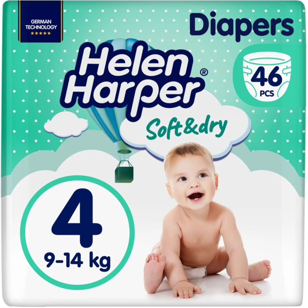 Підгузки на липучках Helen Harper Soft & Dry Maxi 4 (7-18 кг), 46 шт. - Pampik